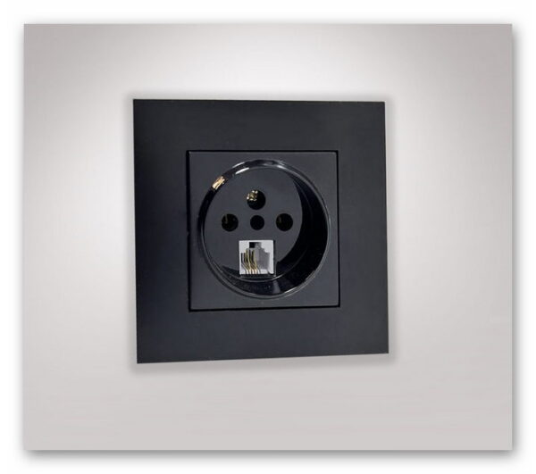 کلید و پریز تلفن و سوکت مشترک جهان الکتریک مدل کریستال مشکی