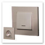 پریز برق ارت دار جهان الکتریک مدل کریستال بژ با قاب دور