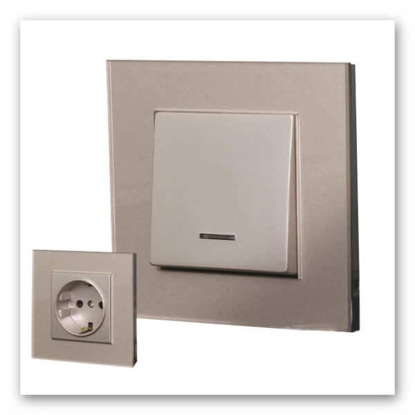 پریز برق ارت دار جهان الکتریک مدل کریستال بژ با قاب دور