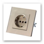 پریز برق ارت دار جهان الکتریک مدل کریستال بژ با قاب دور