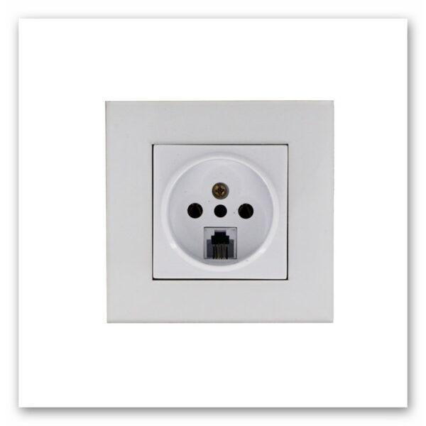 پریز تلفن و سوکت مشترک جهان الکتریک مدل کریستال - سفید